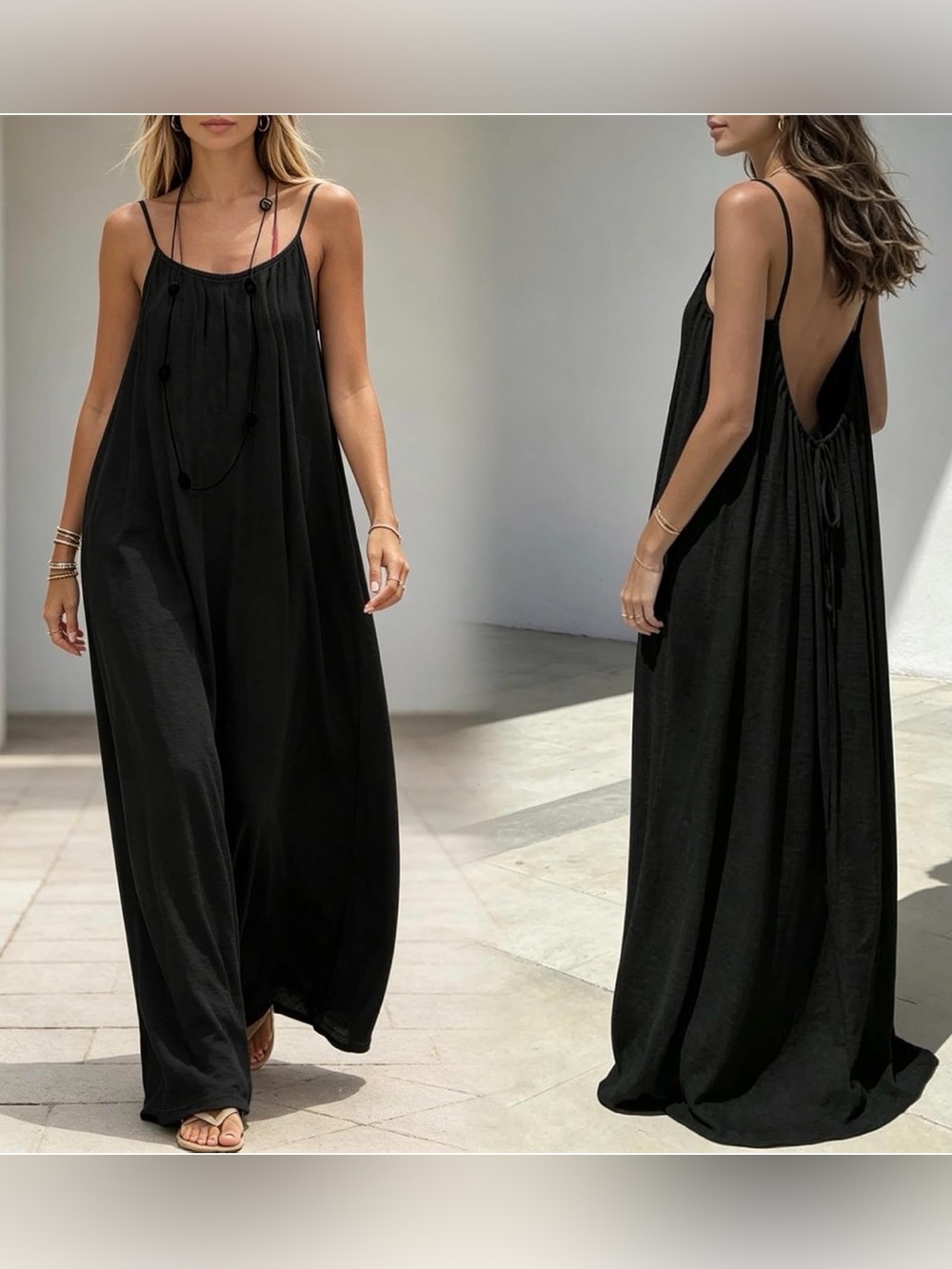 Black Strappy Backless Maxi Dress~ NWOT